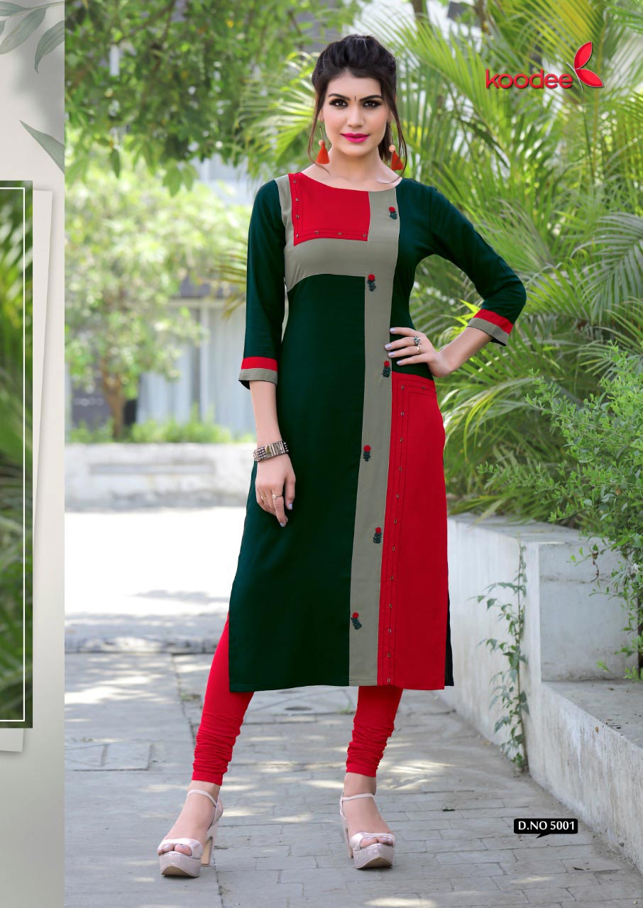 Pahal Vol-1 Koodee Rayon Handwork Straight Long Kurti Pahal Vol-1 Koodee Rayon Handwork Straight Long Kurti